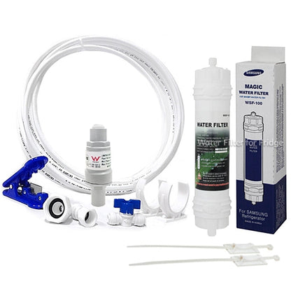 Samsung WSF-100 HAFEF Magic External Fridge Water Filter + Hose(5m) Kit + Valve