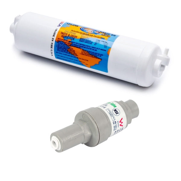 Omnipure K2505 SS Sediment Quick Connect Elbow 1/4" Tube with PLV Water Filter FMP 350