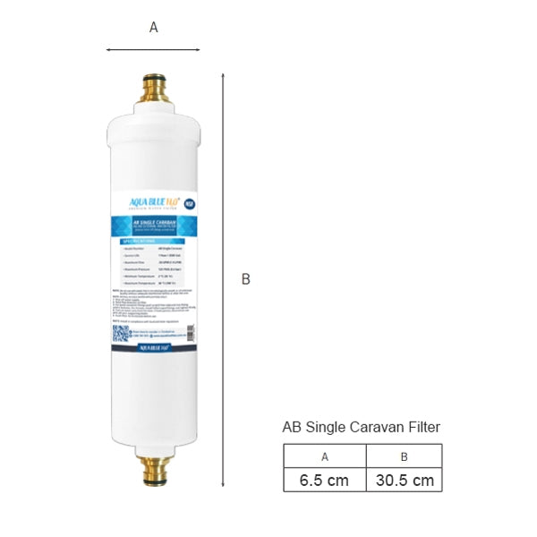 CR20 AB Single Caravan In-line Caravan/RV Water Filter by AQUA BLUE H2O