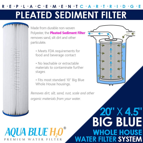20" Big Blue Twin Housing Free Stand with Carbon and Pleated filter  Complete system