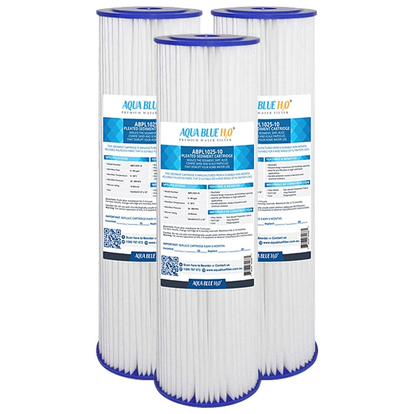 Aqua Blue H20 Washable Pleated Sediment Filter 10 x 2.5 10 Mic