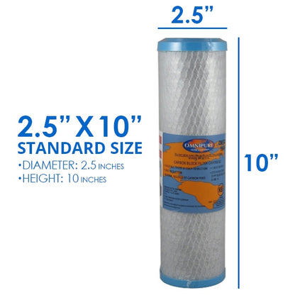 Omnipure 2.5" x 10" 1 Mic Carbon Block Filter OMB934 1 Mic