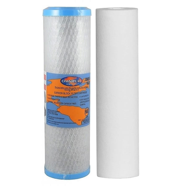 Omnipure Carbon Block Filter OMB934 1 Mic with Sediment Cartridge 2.5"x10" 10 Mic 