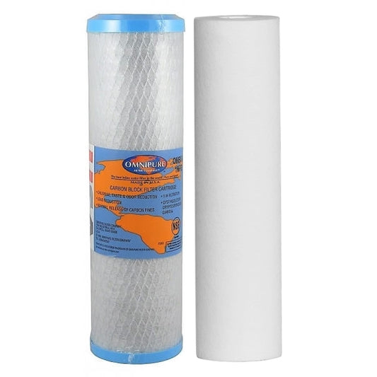 Omnipure Carbon Block Filter OMB934 1 Mic with Sediment Cartridge 2.5"x10" 10 Mic 