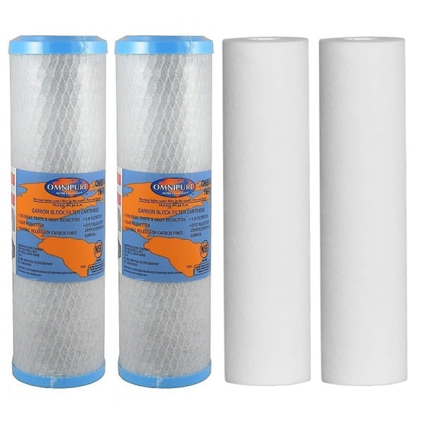Omnipure Carbon Block Filter OMB934 1 Mic with Sediment Cartridge 2.5"x10" 10 Mic 