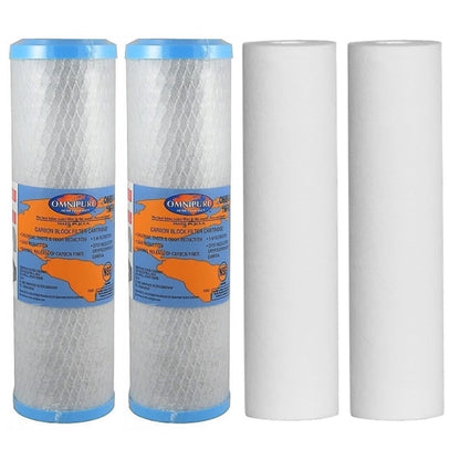 Omnipure Carbon Block Filter OMB934 1 Mic with Sediment Cartridge 2.5"x10" 10 Mic 