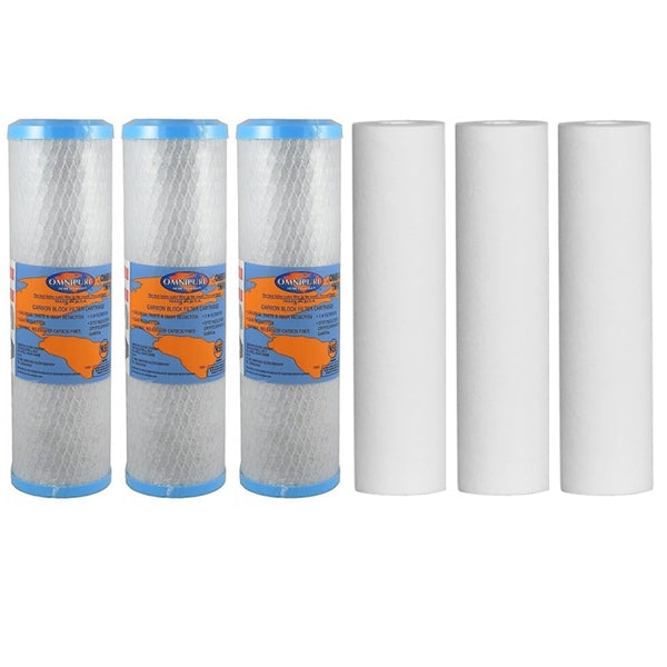Omnipure Carbon Block Filter OMB934 1 Mic with Sediment Cartridge 2.5"x10" 10 Mic 