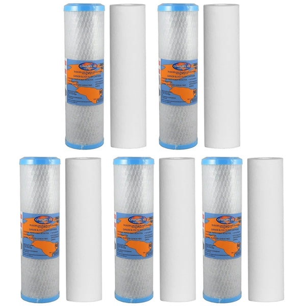 Omnipure Carbon Block Filter OMB934 1 Mic with Sediment Cartridge 2.5"x10" 10 Mic 