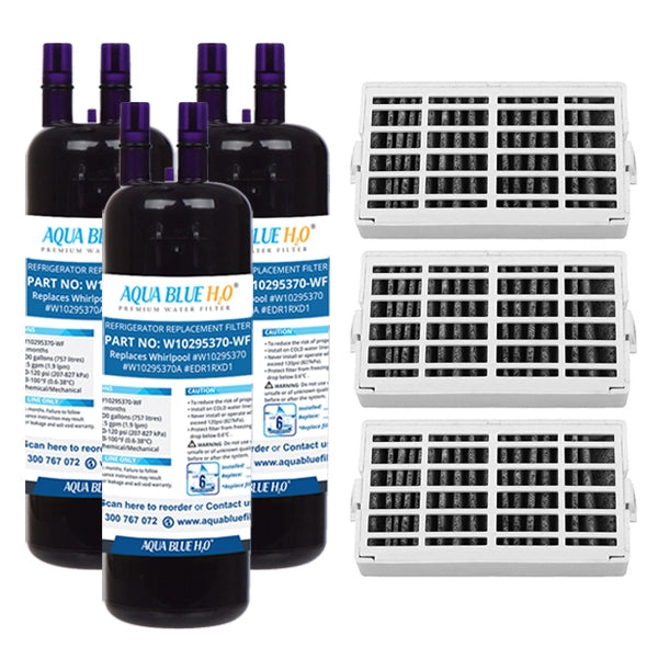 Whirpool Air Filter+W10295370 Set by Aqua Blue H20 
