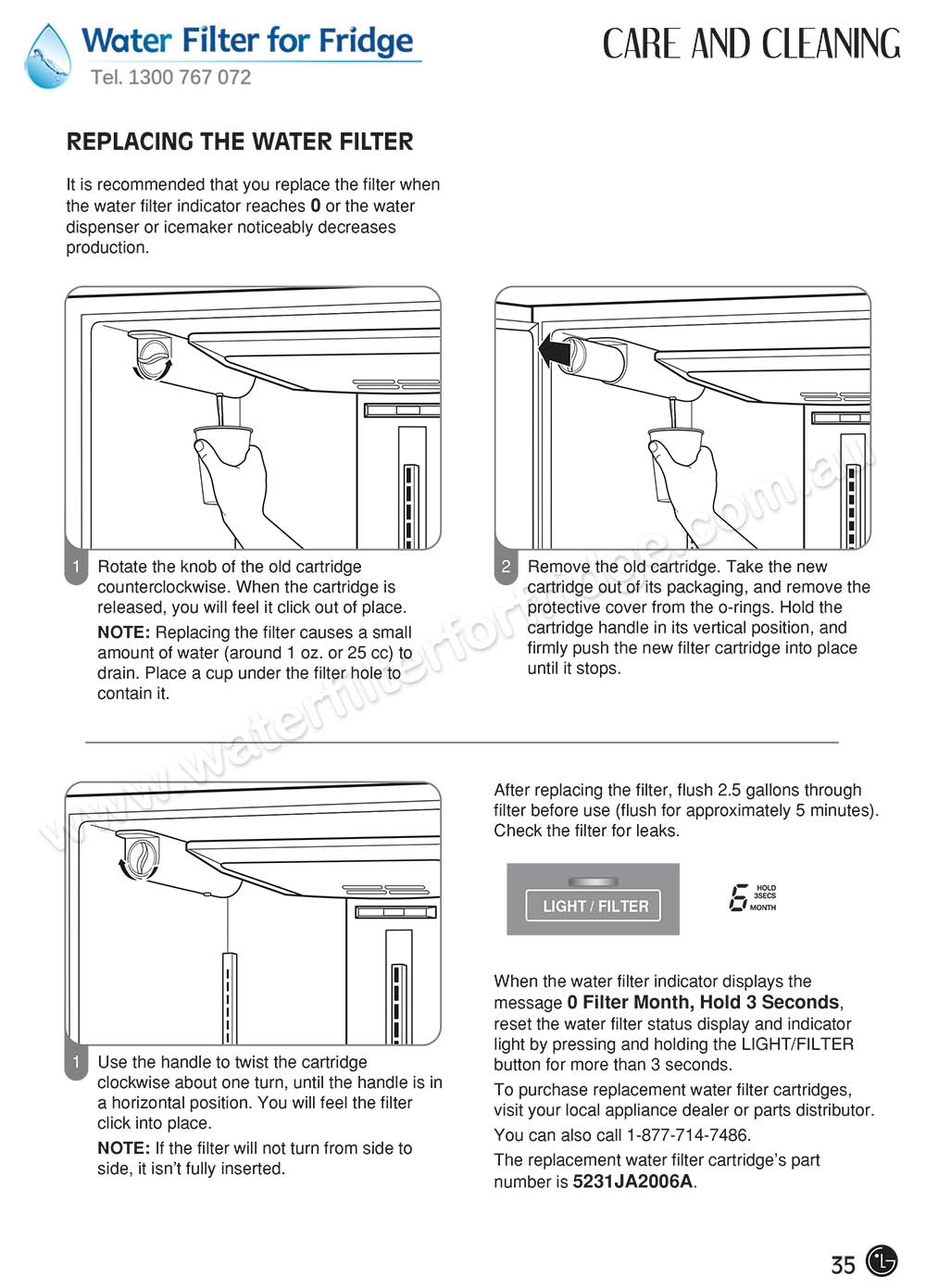 LG 5231JA2006A, LT600P Genuine Fridge Water Filter 5231JA2006F