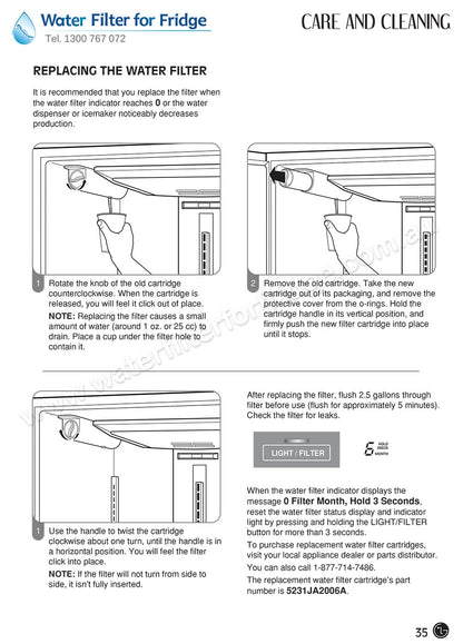 LG 5231JA2006A, LT600P Genuine Fridge Water Filter 5231JA2006F