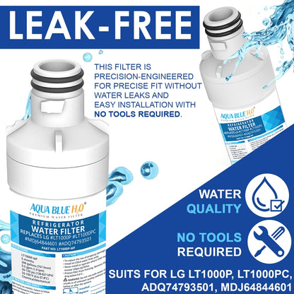 LG LT1000P, MDJ64844601, ADQ74793501 compatible water filter with LG LT120F ADQ73214404 replacing air filter