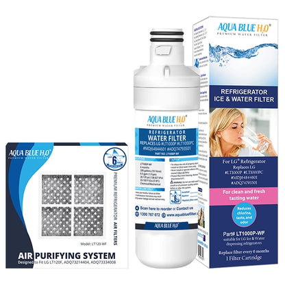 LG LT1000P, MDJ64844601, ADQ74793501 compatible water filter with LG LT120F ADQ73214404 replacing air filter