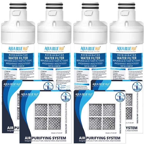 LG LT1000P, MDJ64844601, ADQ74793501 compatible water filter with LG LT120F ADQ73214404 replacing air filter