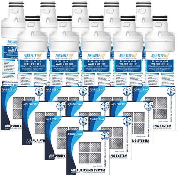 LG LT1000P, MDJ64844601, ADQ74793501 compatible water filter with LG LT120F ADQ73214404 replacing air filter