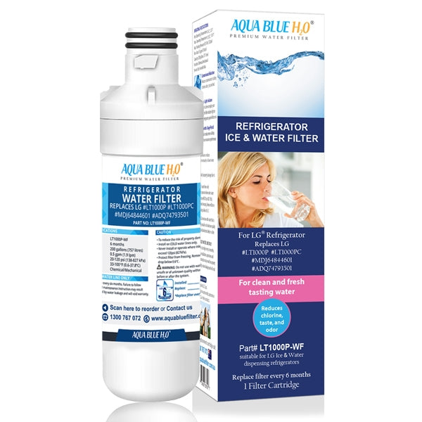 2X LG LT1000P, MDJ64844601, ADQ74793501 compatible water filter with LG LT120F ADQ73214404 replacing air filter