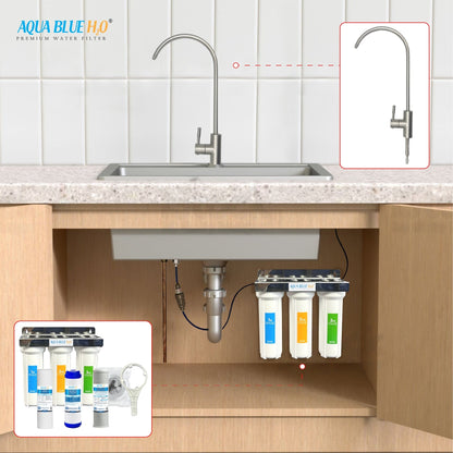 3 stage Undersink water complete filter system All in one DIY Set - WATER FILTER DISTRIBUTORS