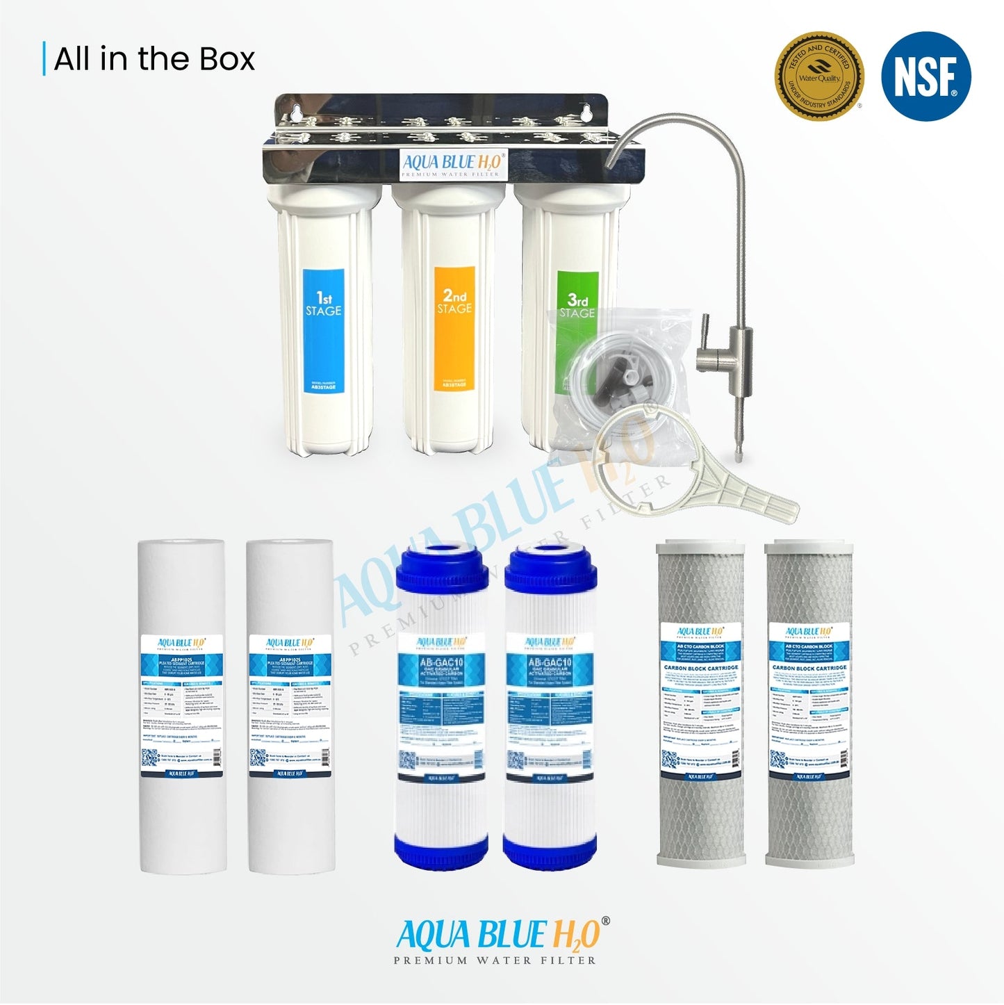 3 stage Undersink water complete filter system All in one DIY Set - WATER FILTER DISTRIBUTORS