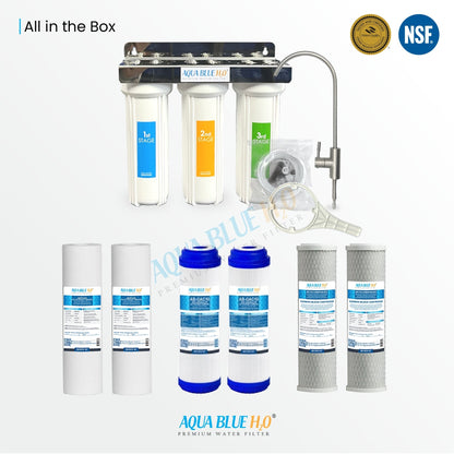 3 stage Undersink water complete filter system All in one DIY Set - WATER FILTER DISTRIBUTORS