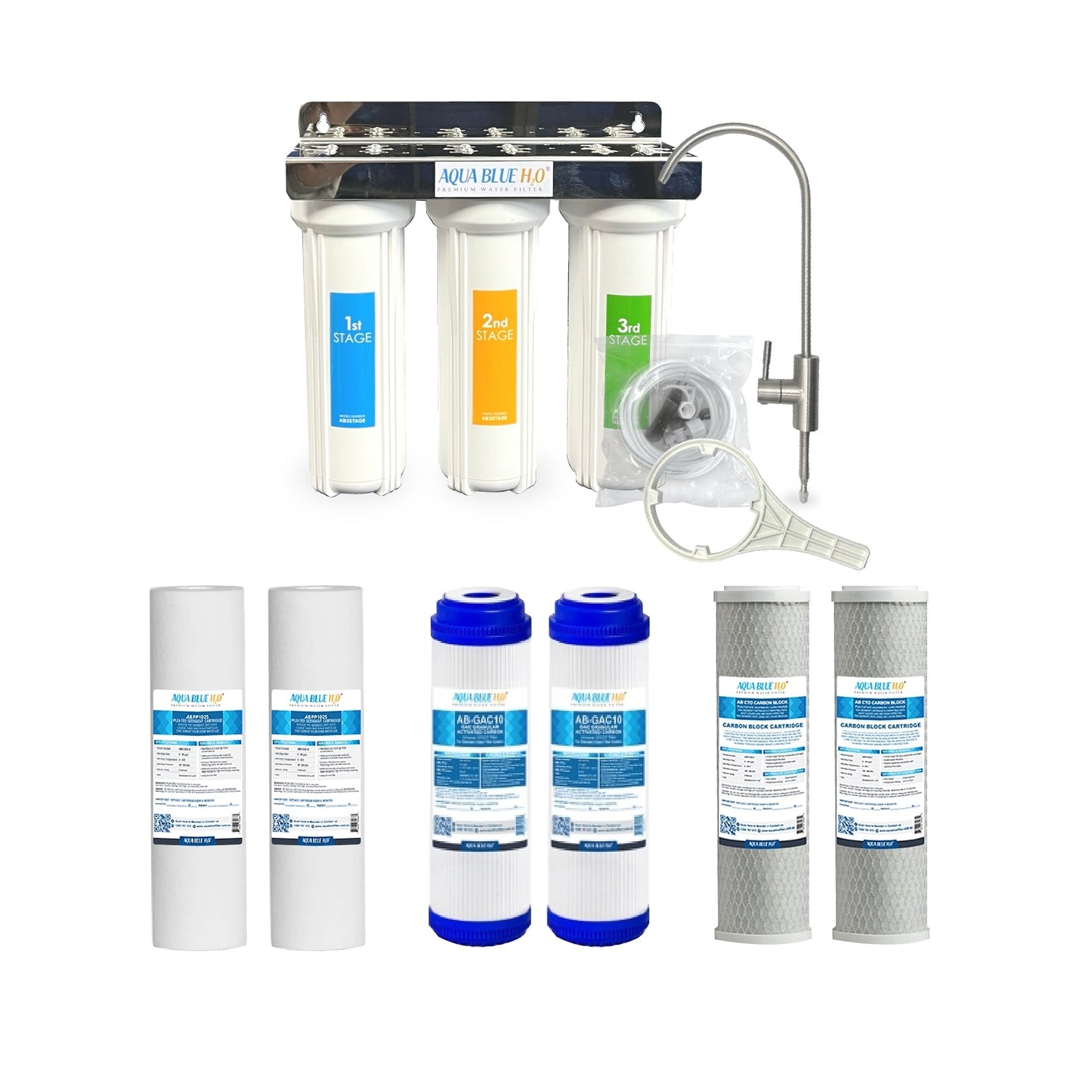 3 stage Undersink water complete filter system All in one DIY Set - WATER FILTER DISTRIBUTORS