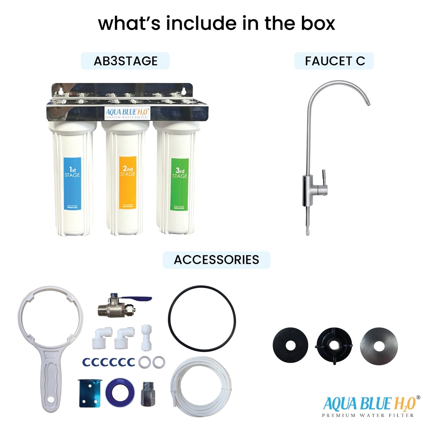 3 stage Undersink water complete filter system All in one DIY Set - WATER FILTER DISTRIBUTORS