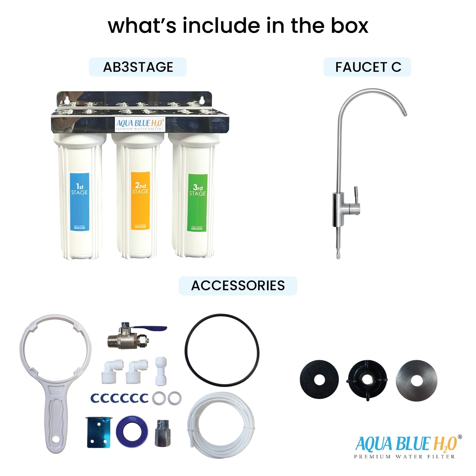 3 stage Undersink water complete filter system All in one DIY Set - WATER FILTER DISTRIBUTORS
