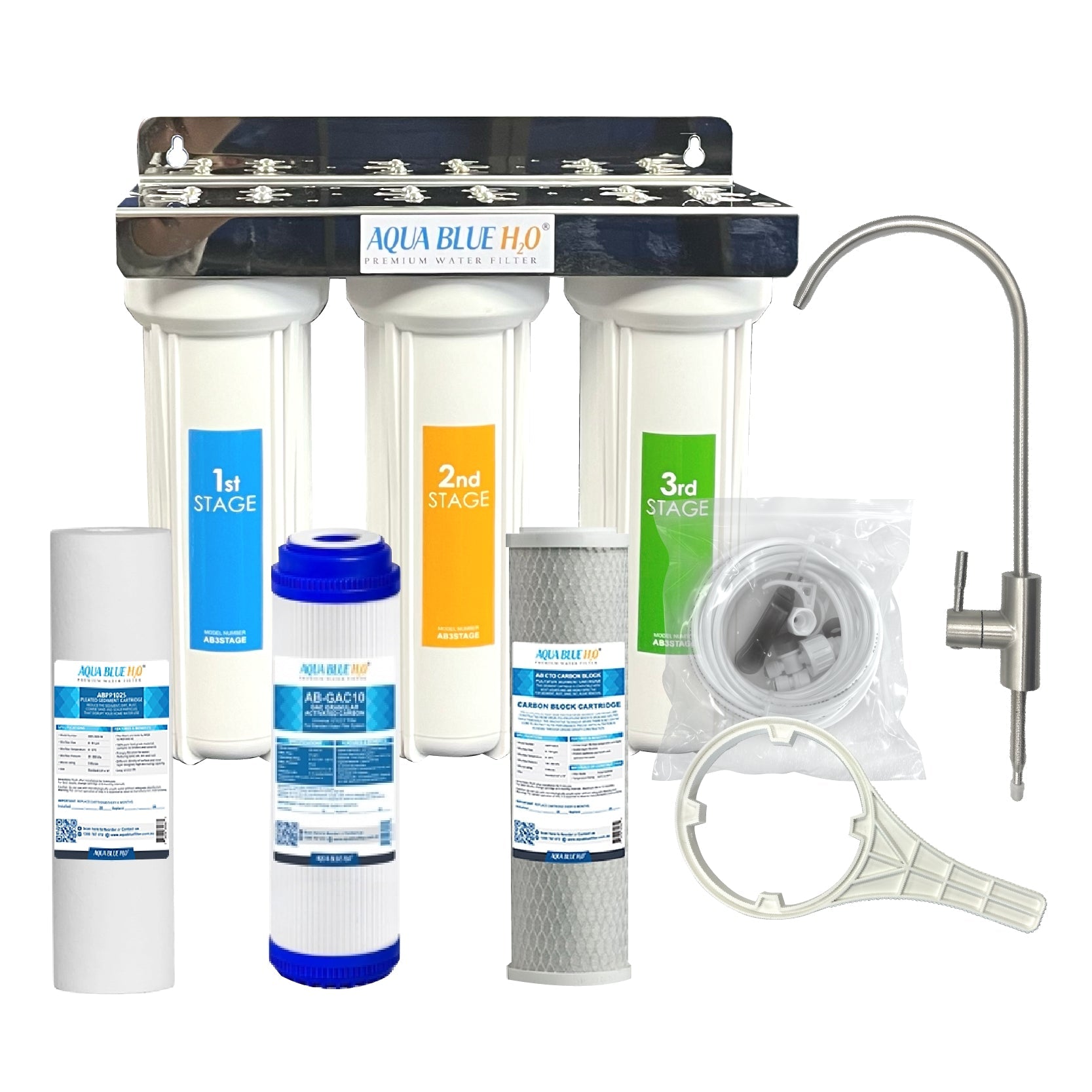 3 stage Undersink water complete filter system All in one DIY Set - WATER FILTER DISTRIBUTORS