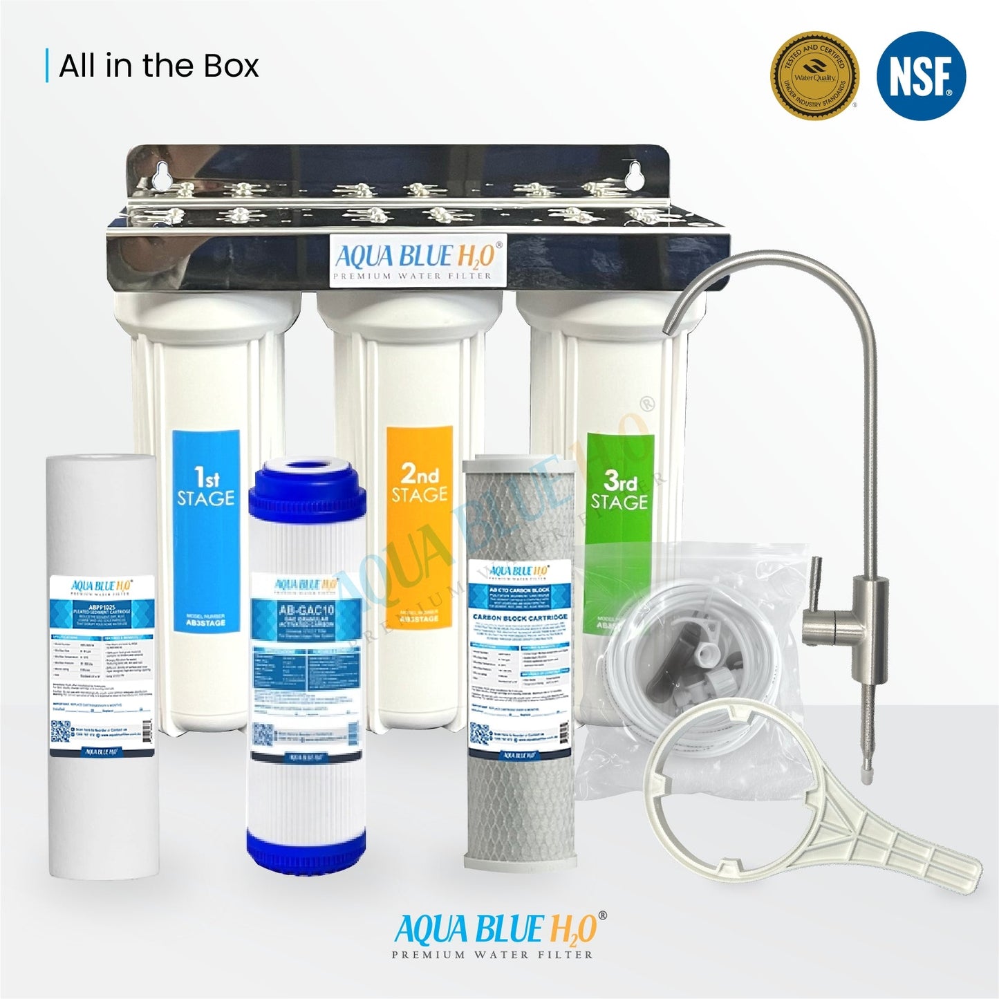3 stage Undersink water complete filter system All in one DIY Set - WATER FILTER DISTRIBUTORS