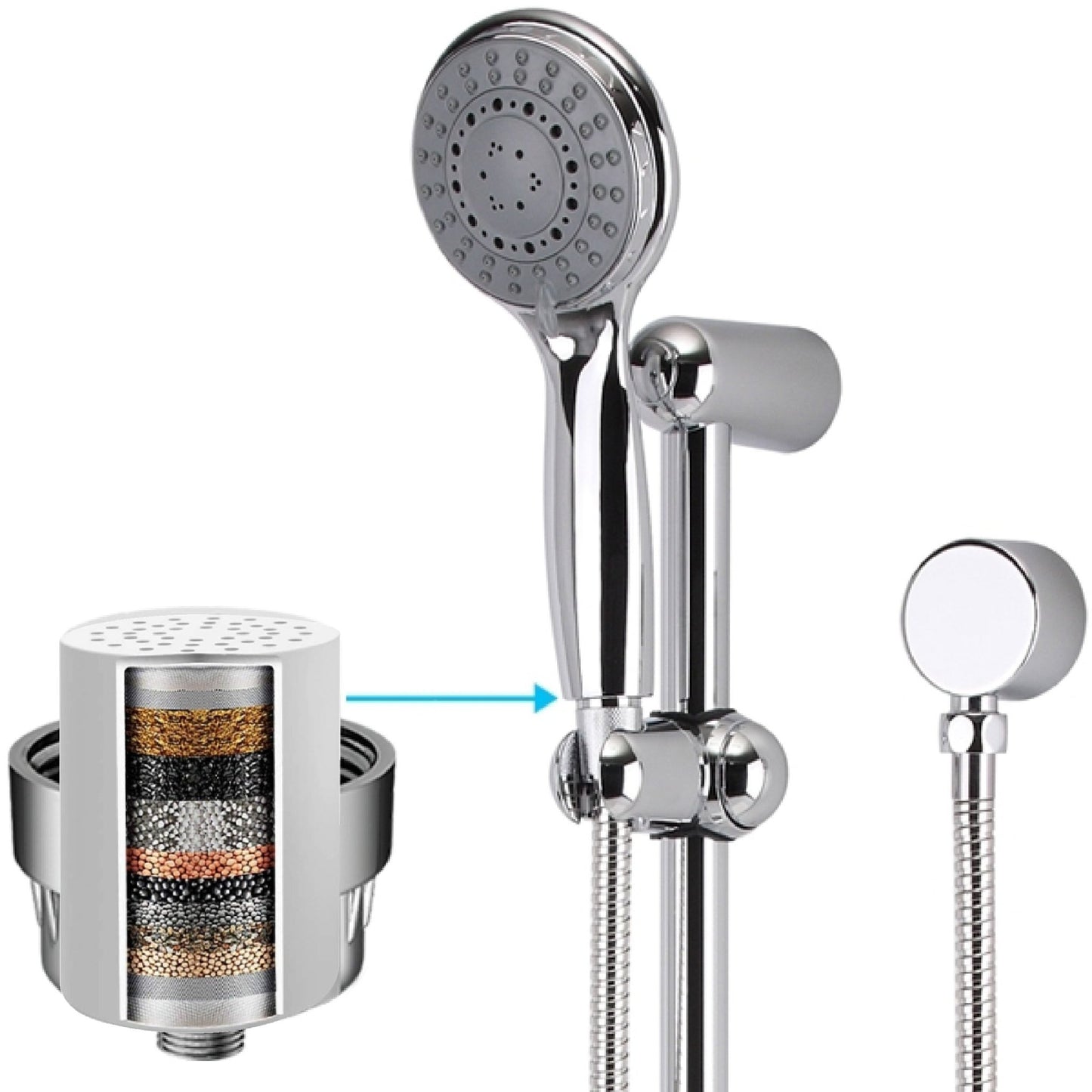 3 Star Premium Function Rail Handset with hose&header and wall bracket Set SF650 - WATER FILTER DISTRIBUTORS