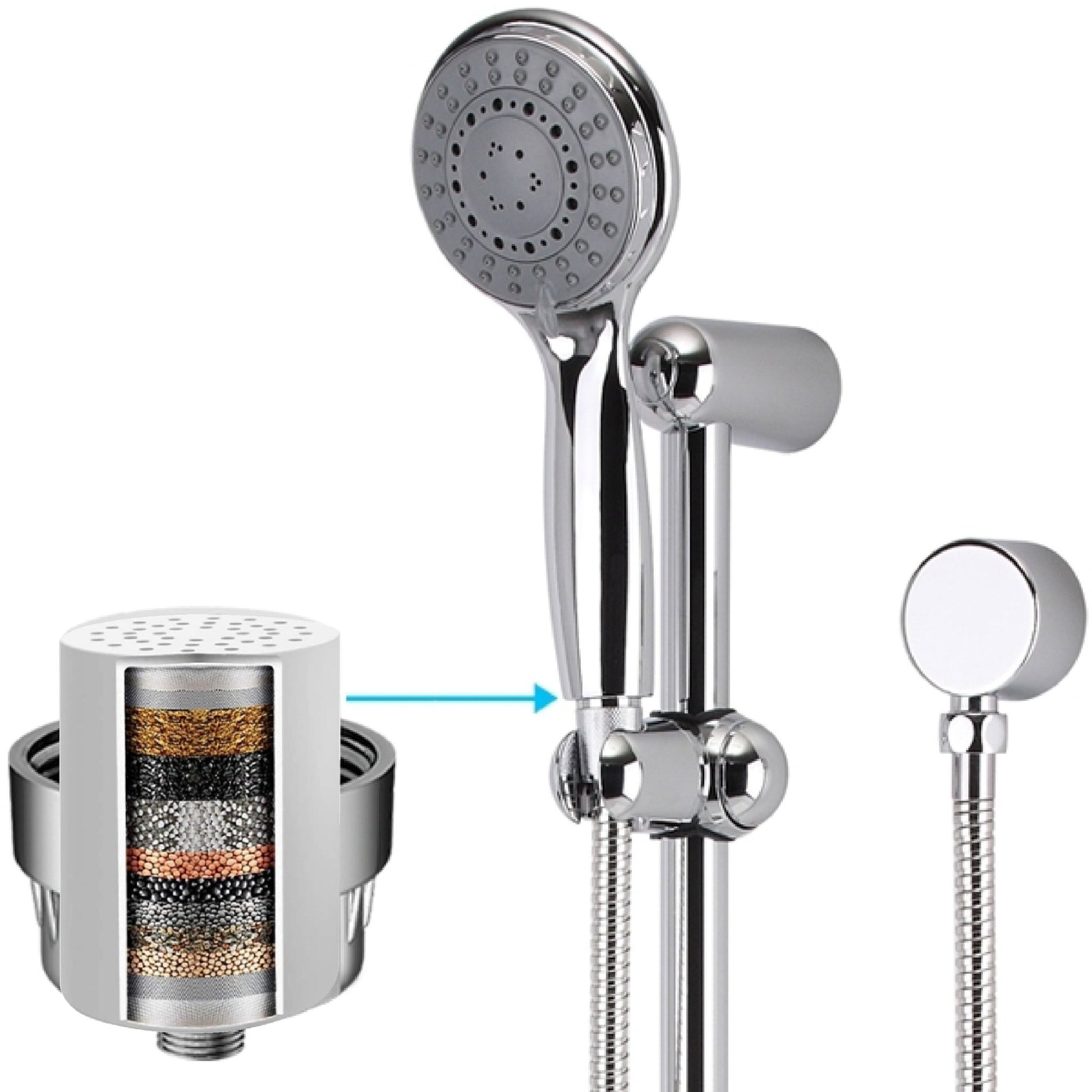 3 Star Premium Function Rail Handset with hose&header and wall bracket Set SF650 - WATER FILTER DISTRIBUTORS