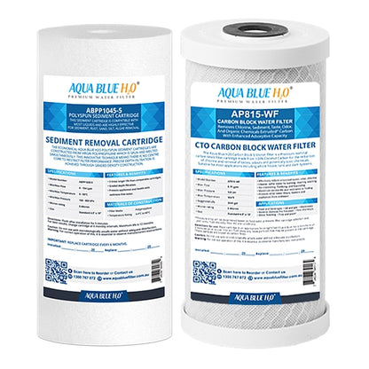 Compatible with Puretec WH2 30 Replacement Water Filters Sediment PX05MP1, Carbon Block CB10MP1