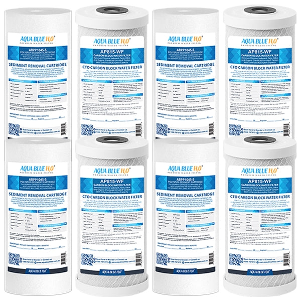 Compatible with Puretec WH2 30 Replacement Water Filters Sediment PX05MP1, Carbon Block CB10MP1