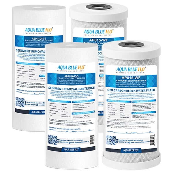 Compatible with Puretec WH2 30 Replacement Water Filters Sediment PX05MP1, Carbon Block CB10MP1