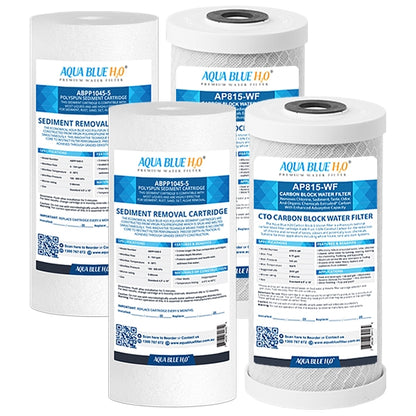 Compatible with Puretec WH2 30 Replacement Water Filters Sediment PX05MP1, Carbon Block CB10MP1