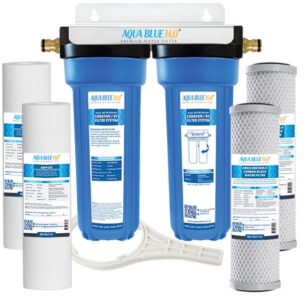 Twin Caravan & RV Water Filter System with Sediment & Carbon Filter