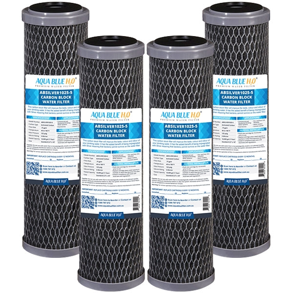 Silver Carbon Block Filter Cartridge Standard 2.5” x 10”, 5 Micron