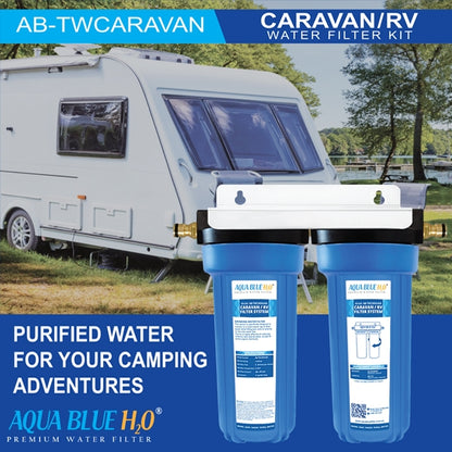 Twin Caravan & RV Water Filter System with Sediment & Silver Carbon Block Filter