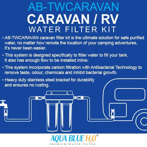 Twin Caravan & RV Water Filter System with Sediment & Silver Carbon Block Filter