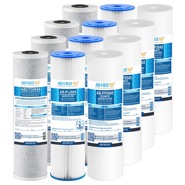 Big Blue 20"x4.5" Whole House CTO Carbon Block Pleated Sediment Polyspun Water Filter 3 Pcs Set