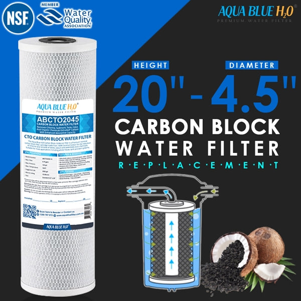 Big Blue 20"x4.5" Whole House CTO Carbon Block Pleated Sediment Polyspun Water Filter 3 Pcs Set