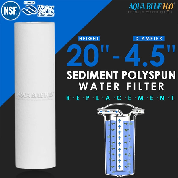 Big Blue 20"x4.5" Whole House CTO Carbon Block Pleated Sediment Polyspun Water Filter 3 Pcs Set