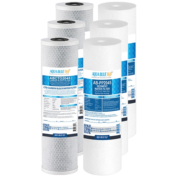 Big Blue 20"x4.5" Whole House CTO Carbon Block Sediment Polyspun Water Filter 2 Pcs Set