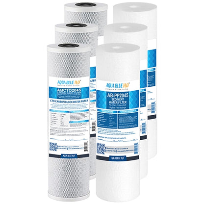 Big Blue 20"x4.5" Whole House CTO Carbon Block Sediment Polyspun Water Filter 2 Pcs Set