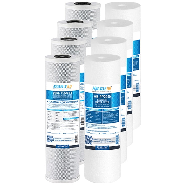 Big Blue 20"x4.5" Whole House CTO Carbon Block Sediment Polyspun Water Filter 2 Pcs Set