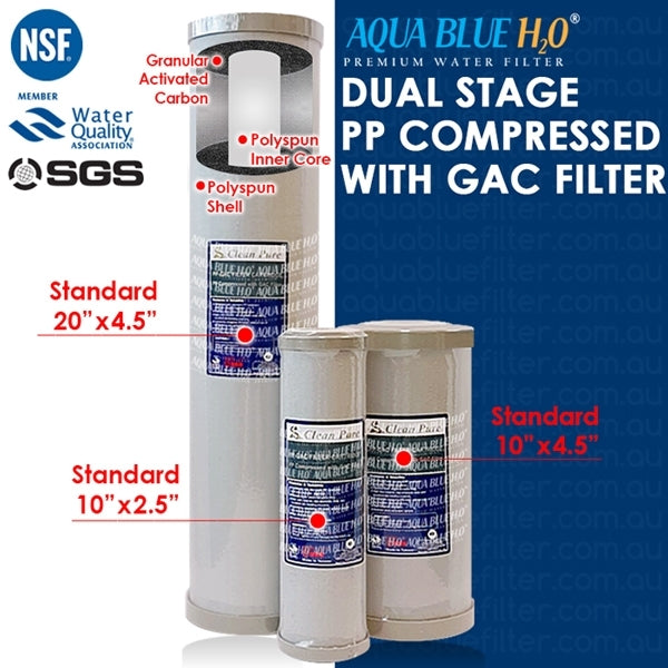 Puretec DP101 Dual Carbon Water Filter Cartridge 2.5 x 10 inch 10 Micron