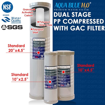 Puretec DP101 Dual Carbon Water Filter Cartridge 2.5 x 10 inch 10 Micron