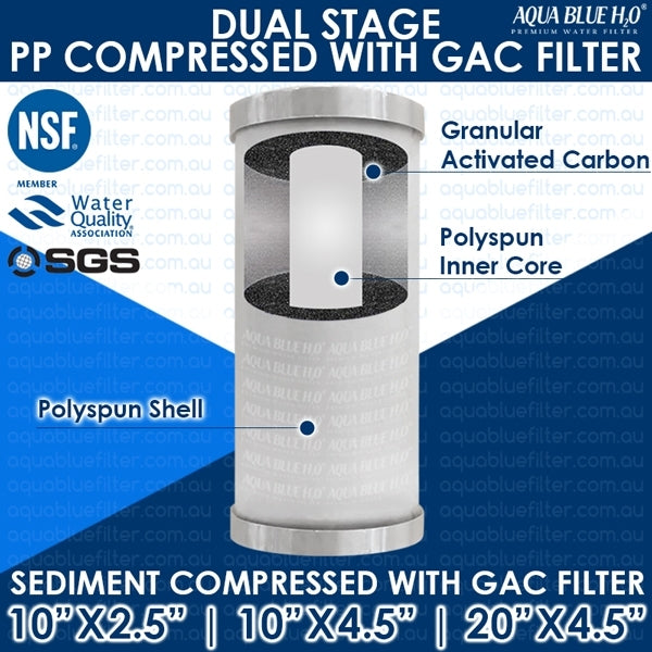 Puretec DP101 Dual Carbon Water Filter Cartridge 2.5 x 10 inch 10 Micron