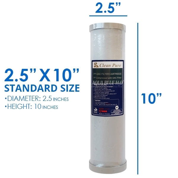 Puretec DP101 Dual Carbon Water Filter Cartridge 2.5 x 10 inch 10 Micron