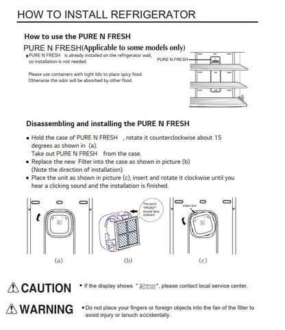 LG LT120F Air Purifying Fresh Replacement Air Filter ADQ73214404