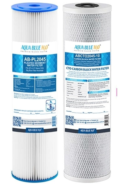 Big Blue 20"x4.5" Whole House CTO Carbon Block Sediment Polyspun Water Filter 2 Pcs Set